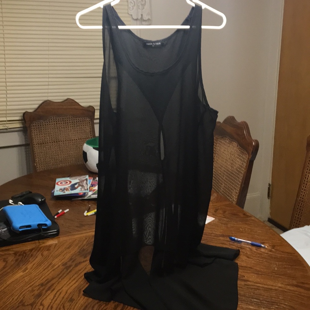 Fashion to Figure sheer high low tunic top